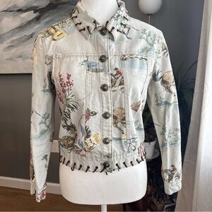 Vtg SILVERADO Western Jacket Rodeo Cowboy Print Lace Up Small USA Made